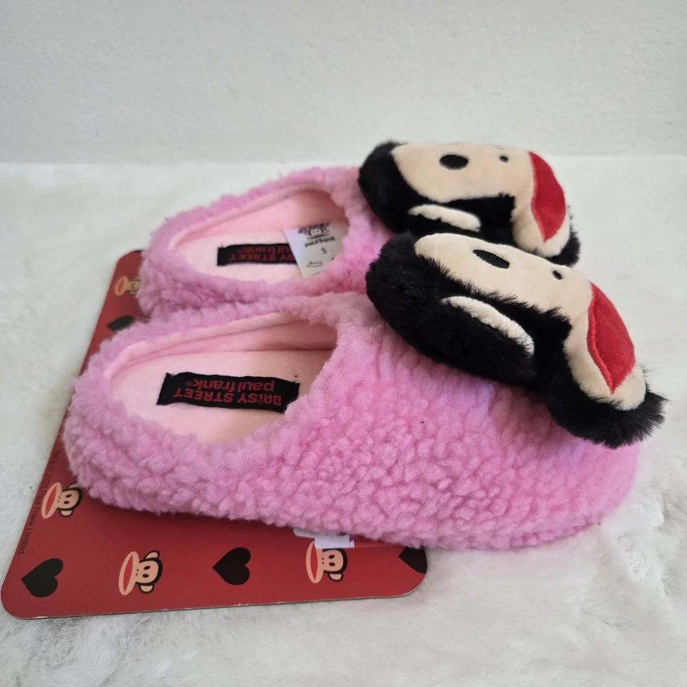 Paul Frank fluffy slippers with 3D face size small